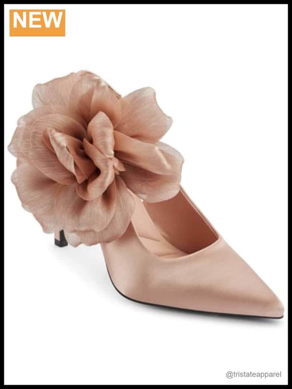 Pointed Toe Slide Sandals with Fabric Flowers Evening Slingback Flats